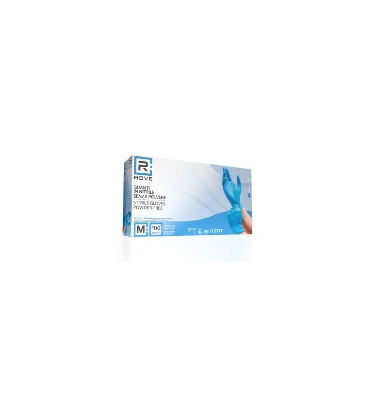 RMove 1Conf. da 100pz Tg.M - Guanti Nitrile Blu uso Medico Senza Polvere