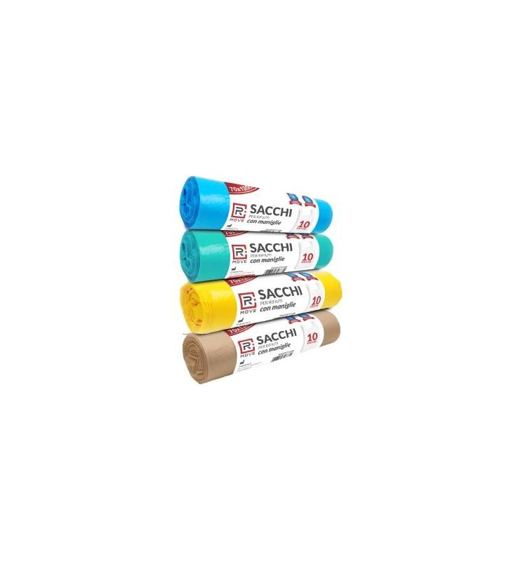 RMove Sacchi Rifiuti 70x120cm 4 Rotoli da 10 Sacchi Colori Vari