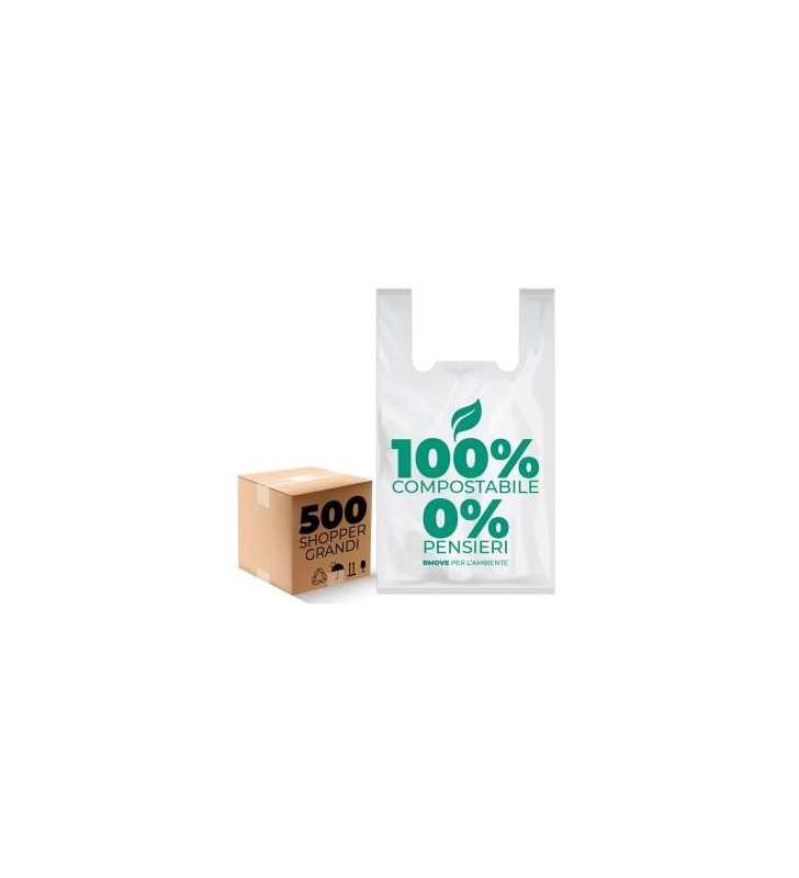 Buste Shopper Biodegradabili Grandi 14g - 500pz - 30x60cm - RMove