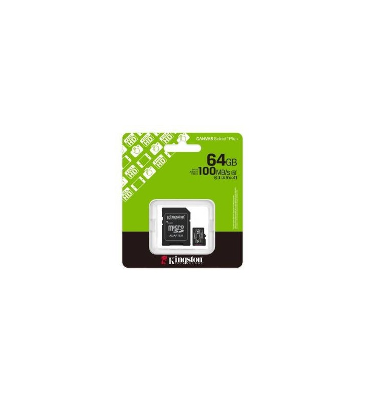 Kingston Micro SD 64GB Cl10Canvas S.Plus SDCS3/64GB +Ad.SD
